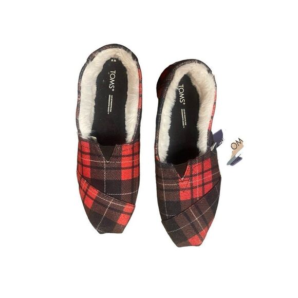 TOMS Womens Alpargata Cozy Slip On Flats Casual - Multi | Red - Size 8 - Picture 4 of 6